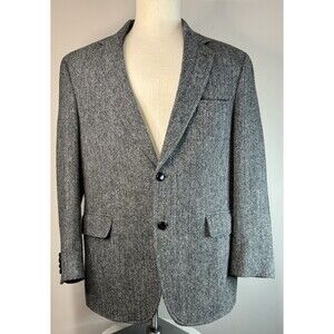 Jos A Bank Harris Tweed Blazer 42R 2 Button Herringbone Single Vent